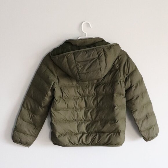 Uniqlo Kids Green Sz 9-10 Unisex Padded Full Zip Hooded Puffer Parka Jacket Coat - Picture 2 of 13